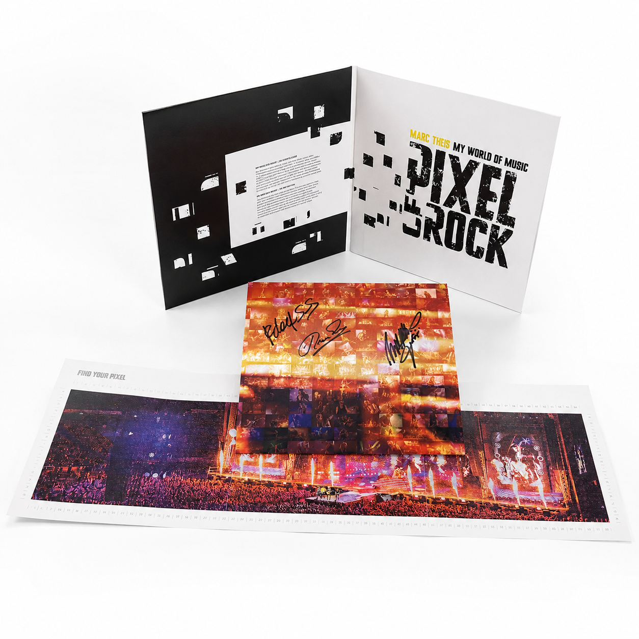 Signiertes Produktfoto mit LP-Sleeve und Leporello